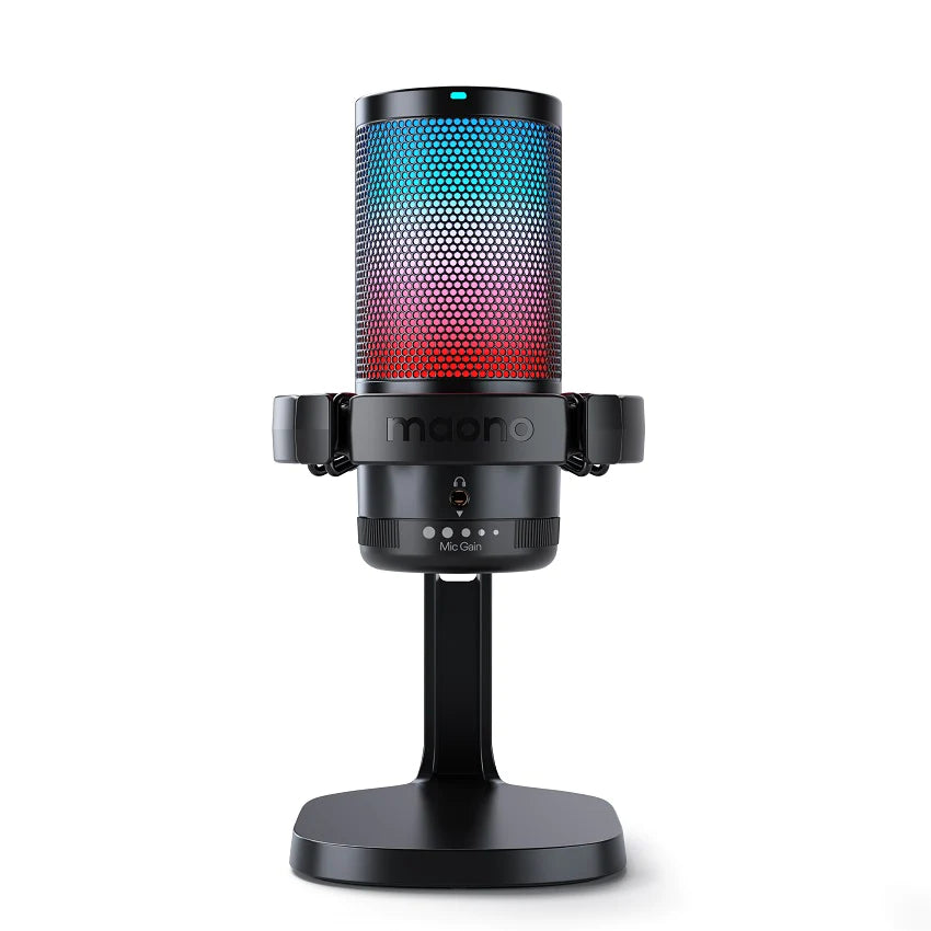 Maono-Microphone gamerwave DGM20, USB, à condensateur, anti-bruit, avec  gain de micro, lumière RGB, muet à une touche