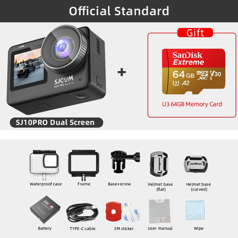 SJCAM SJ10 Pro Dual Screen Switching 4K/60FPS Action Camera