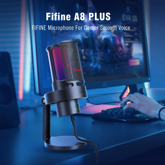 FIFINE Ampligame A8 PLUS USB MIC with Contrallable RGB