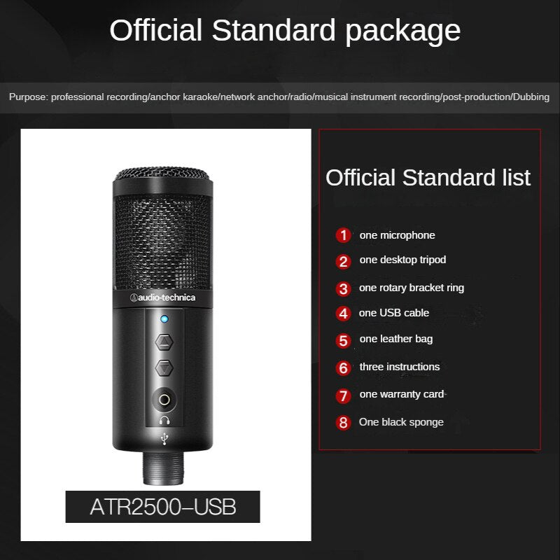 Audio Technica ATR2500 USB Condenser Recording Cardioid Microphone