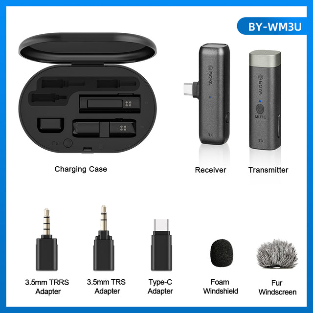 BOYA BY-WM3D/U Wireless Lavalier Microphone System for iPhone iPad iPod