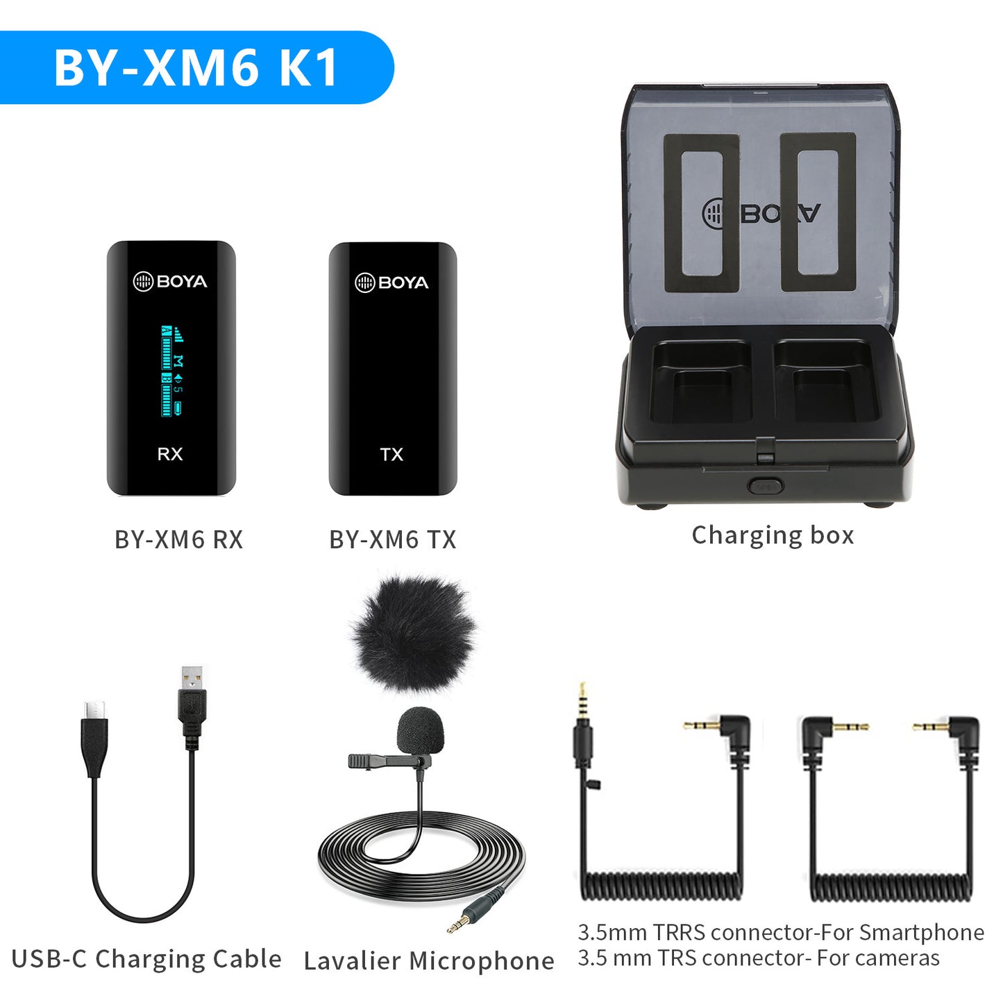 BOYA BY-XM6-K1 K2 2.4GHz Ultra-compact Wireless Microphone System Kit
