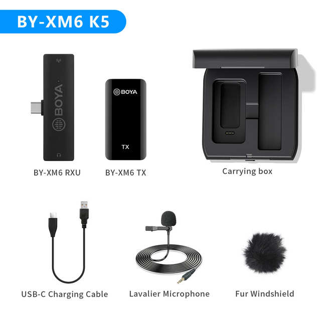 BOYA BY-XM6-K5-K6  2.4GHz dual-channel wireless microphone for USB-C ports