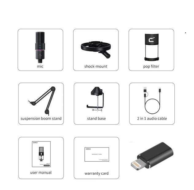 STA-U2A RGB Cardioid Condenser USB Microphone Kit