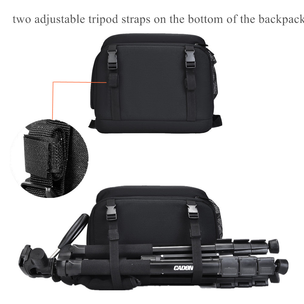 CADEN D39 Black Large Capacity Laptop DSLR Backpack