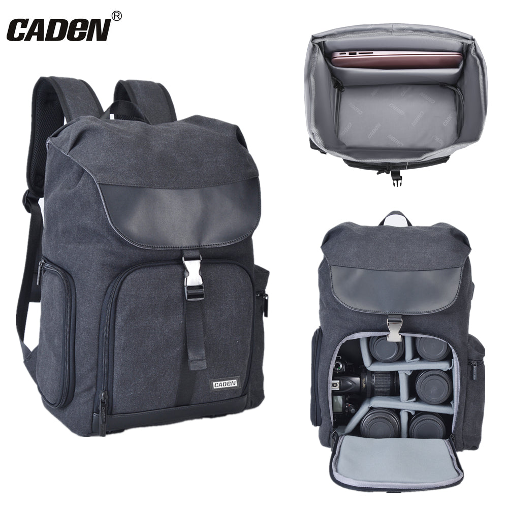 CADEN M8-CN Black Large Capacity Shockproof DSLR Cameras Backpack