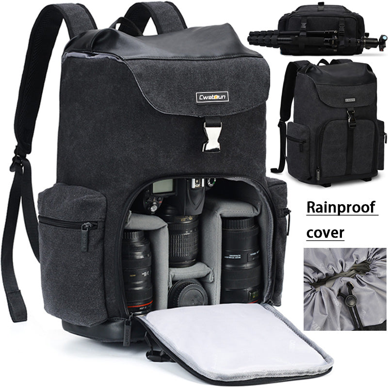 CADEN M8 Black Wear-resistant Large Capacity DSLR Cameras Backpack