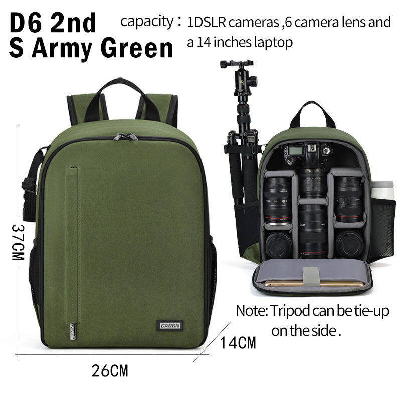 CADEN  D6 Black Large Capacity DSLR Cameras Backpack