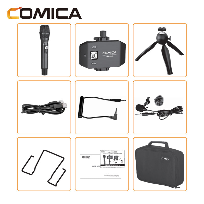 Comica CVM-WS50 A B C Professional Wireless Lavalier Microphone