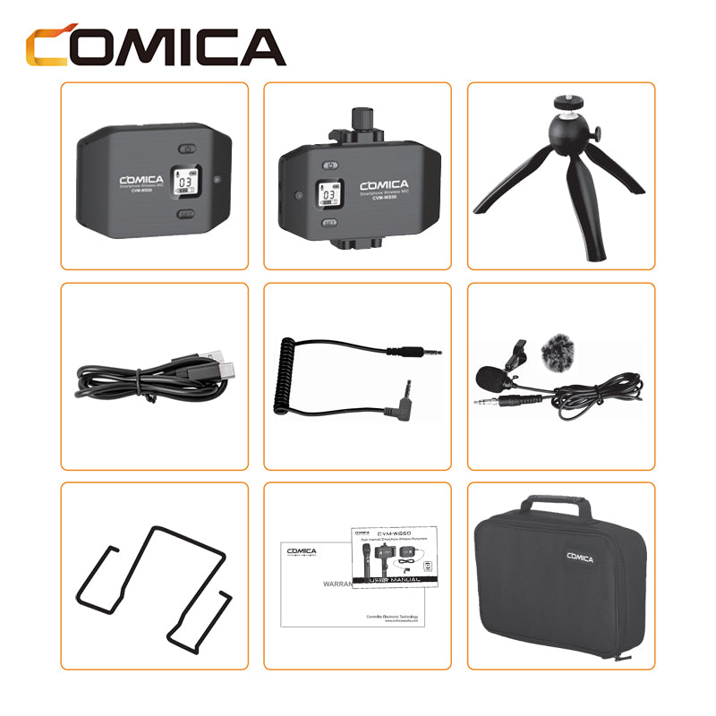 Comica CVM-WS50 A B C Professional Wireless Lavalier Microphone