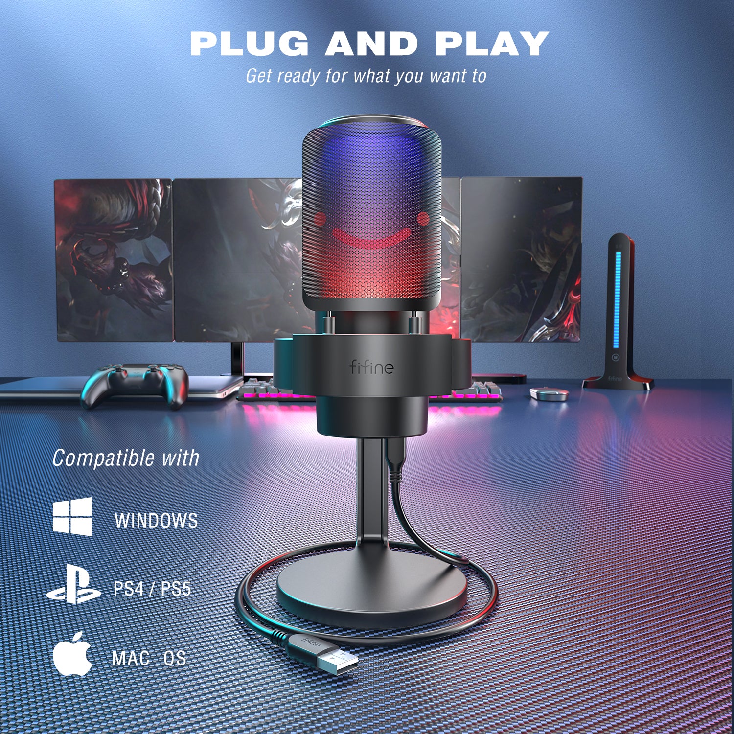 FIFINE AmpliGame USB RGB Streaming Podcasting Microphone – vlogsfan