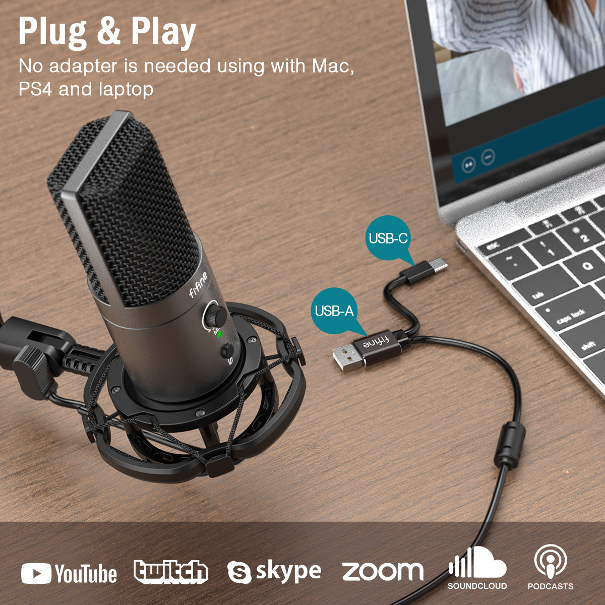 FIFINE T683 USB C&A Gaming Streaming Microphone Kit