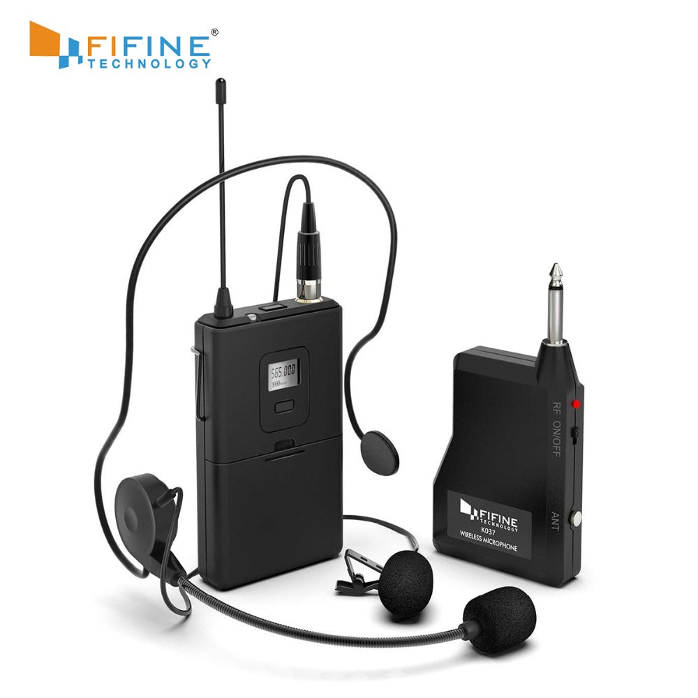 Fifine K037B Wireless Microphone With Lavalier & Headset Mic