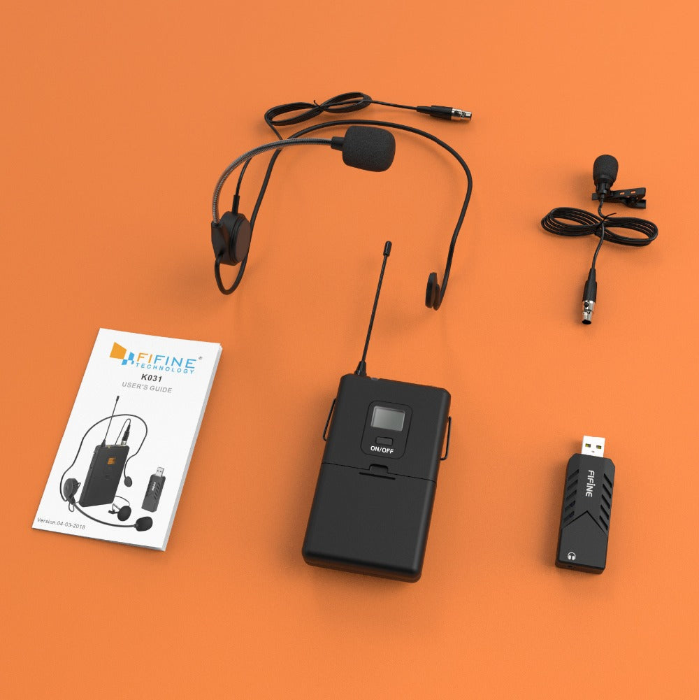 Fifine 031B Wireless Lavalier Microphone For Recording & Podcast