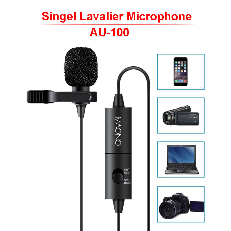 MAONO AU-100/200 Lavalier Audio Video Phone Microphone