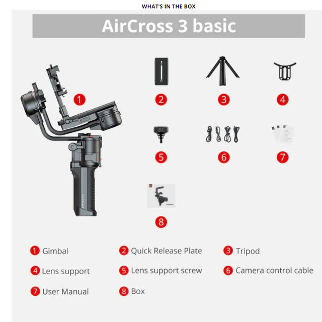 MOZA AirCross 3 Camera 3-Axis Gimbal Stabilizer