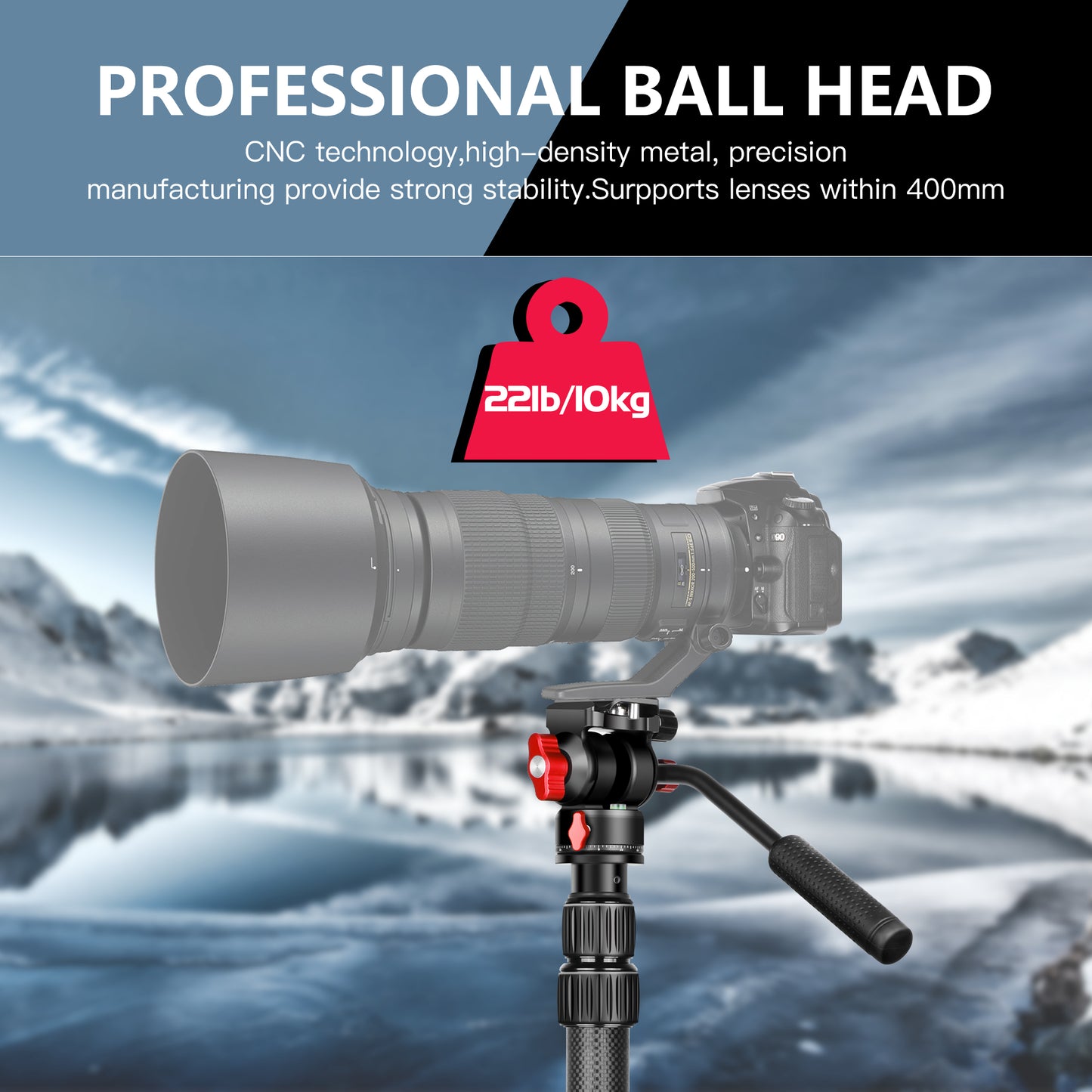 Manbily MPK-323 Professional video photo camera monopod stand with Fluid Video head