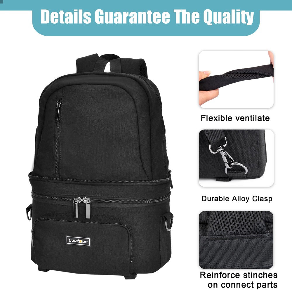 CADEN D30 Black Large Capacity Shockproof DSLR Backpack