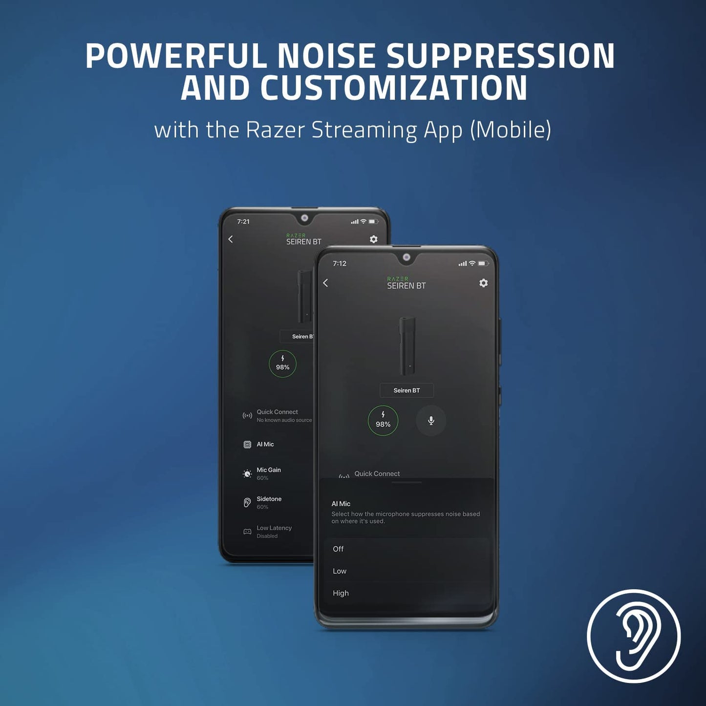 Razer Seiren BT Bluetooth Wireless collar clip Microphone for Mobile Streaming