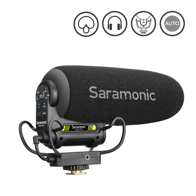The Saramonic Vmic5 Pro super-cardioid on-camera condenser shotgun microphone