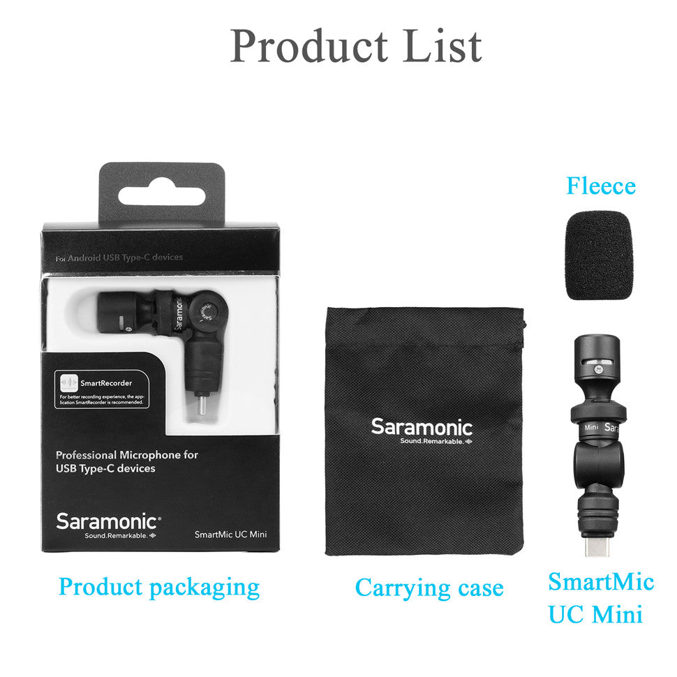 Saramonic SmartMic UC Mini Smartphone Microphone for Android USB Type C devices