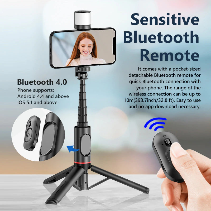 Funsnap Q12S Portable Wireless Bluetooth Phone Telescopic Tripod With Fill Light