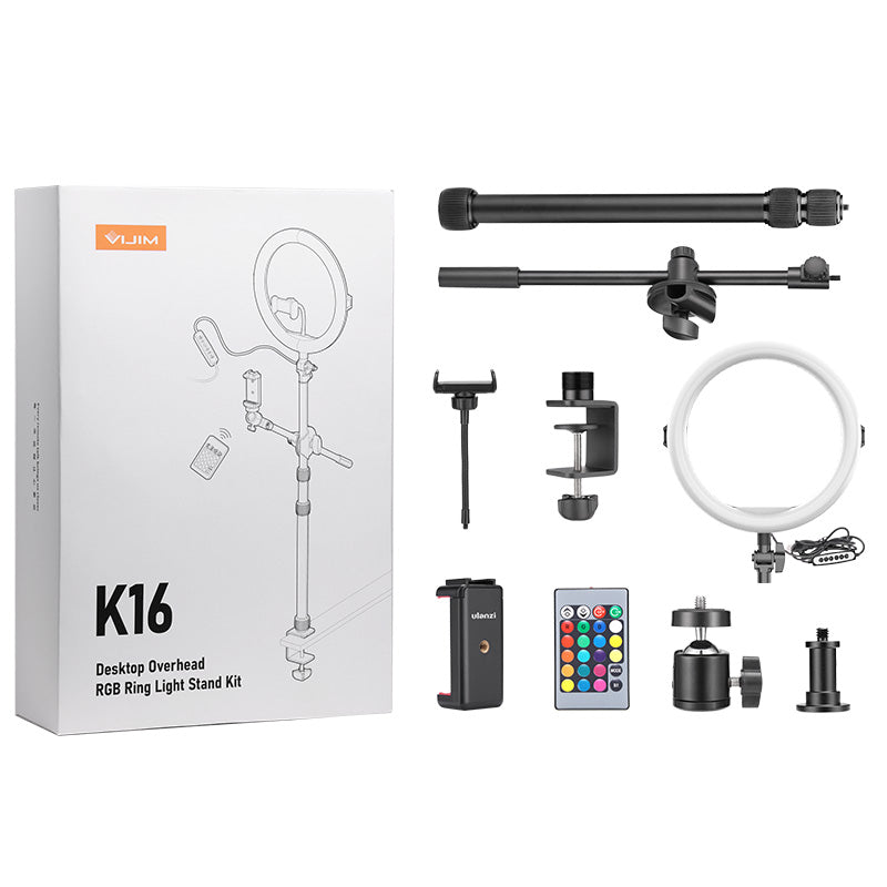 Vijim K16 11Inch Desktop Overhead Rgb Ring Light kit