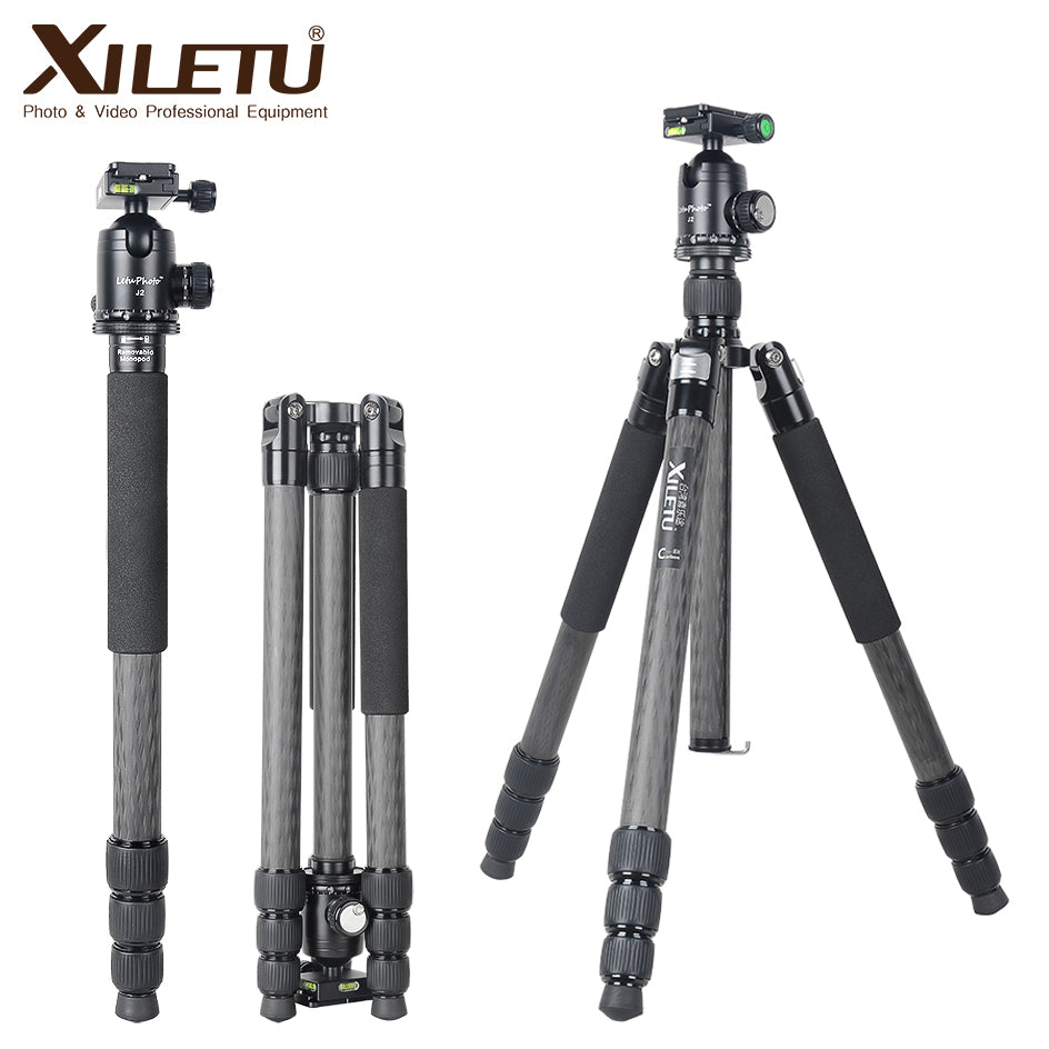 XILETU L334C+J2 Heavy Duty Professional Carbon Fiber Camera Tripod