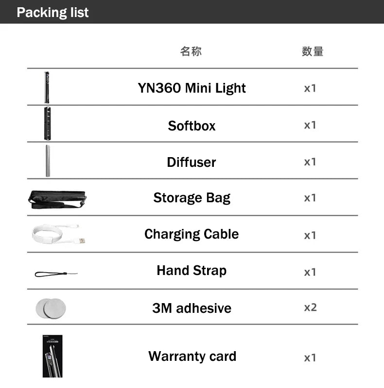 YONGNUO YN360Mini Handhold RGB LED Video Light Wand